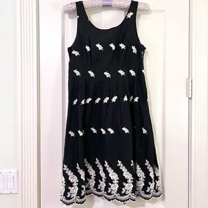 Le Lis Blanc Deux Embroidered Black Cotton Sundress size P